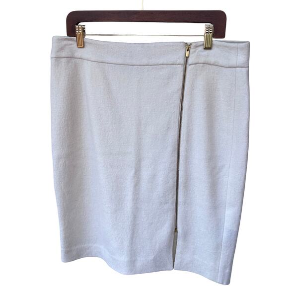 Banana Republic Boucle Side Zip Skirt Cream Exposed Zip Lined Work Office NWT - Picture 4 of 9